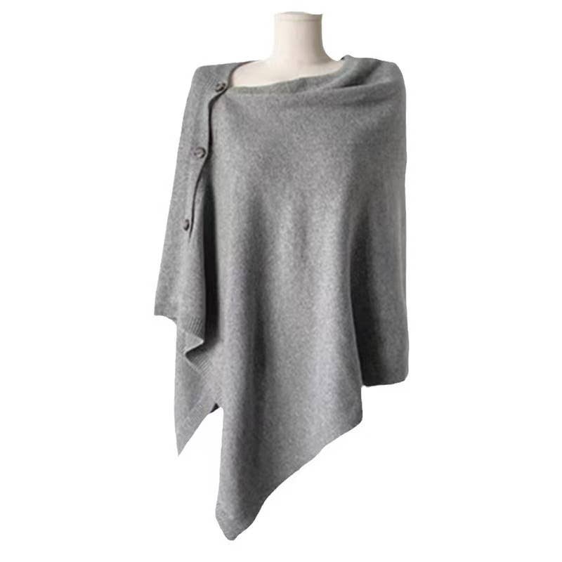 PEACH ACCESSORIES - Lightweight Merino Wool Button Detail Cape B031