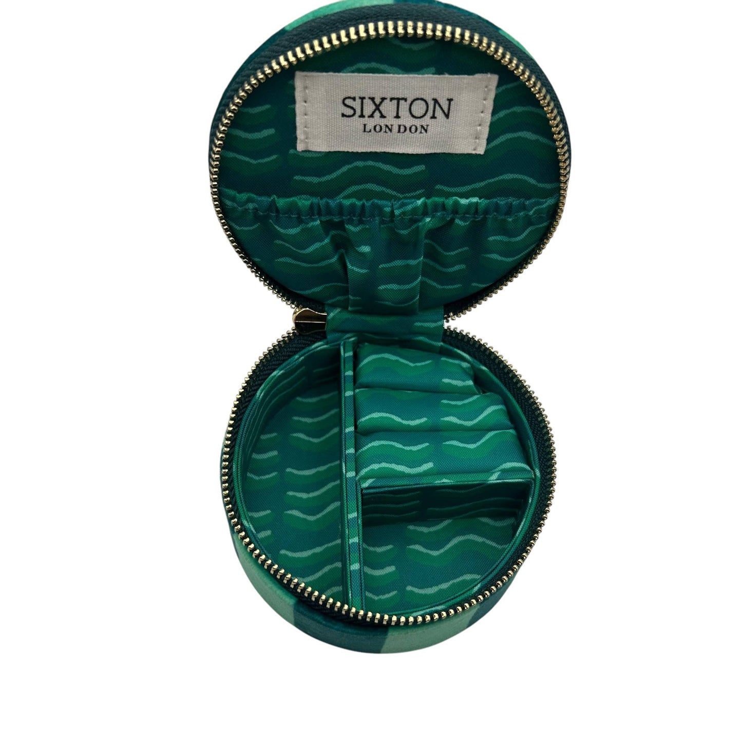 Sixton London - Jewellery Travel Pot in teal stripe - Royal Blue Insect pin