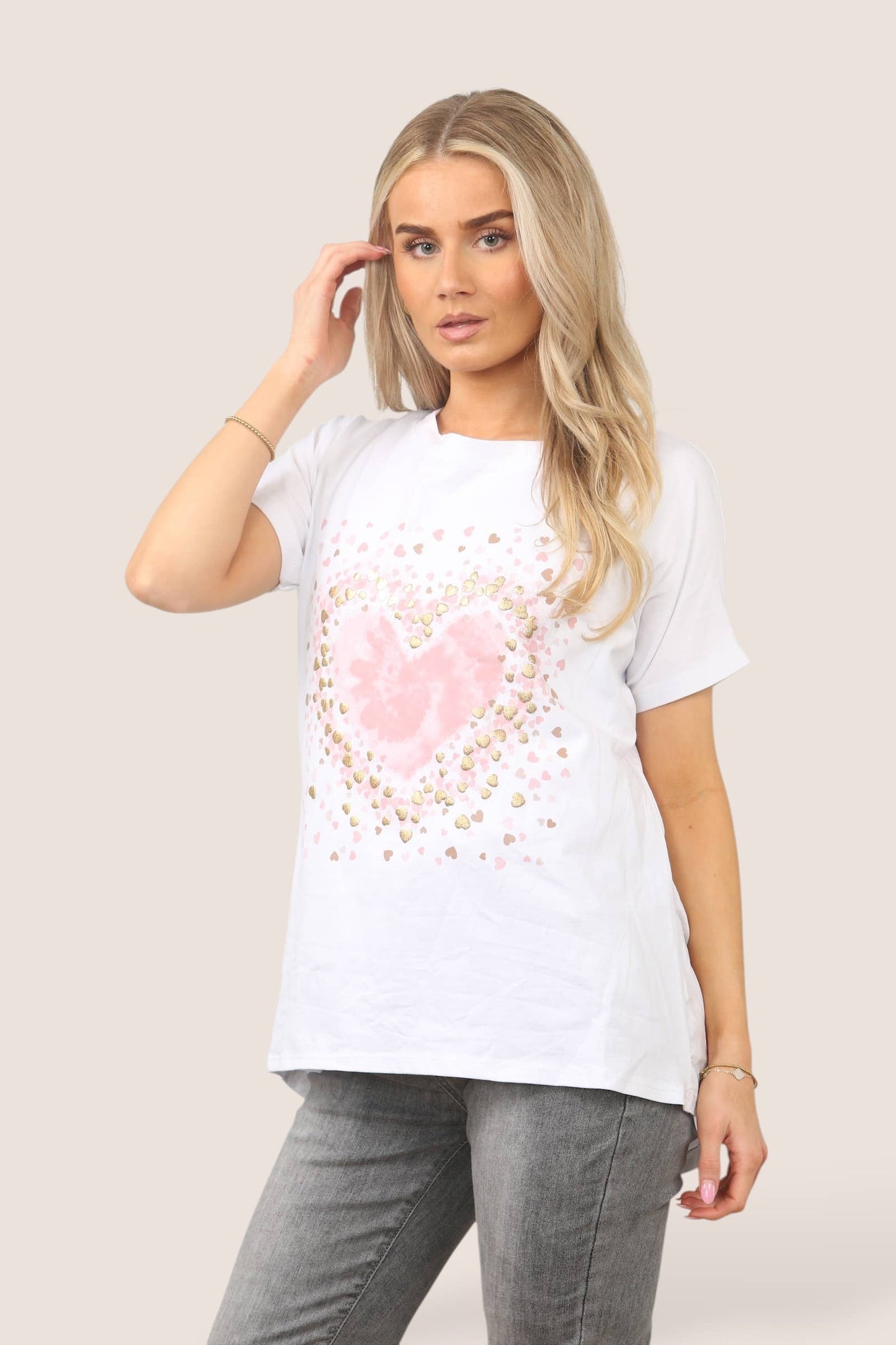 Kurt Muller - Tye Dye Heart Cotton T-Shirt Top