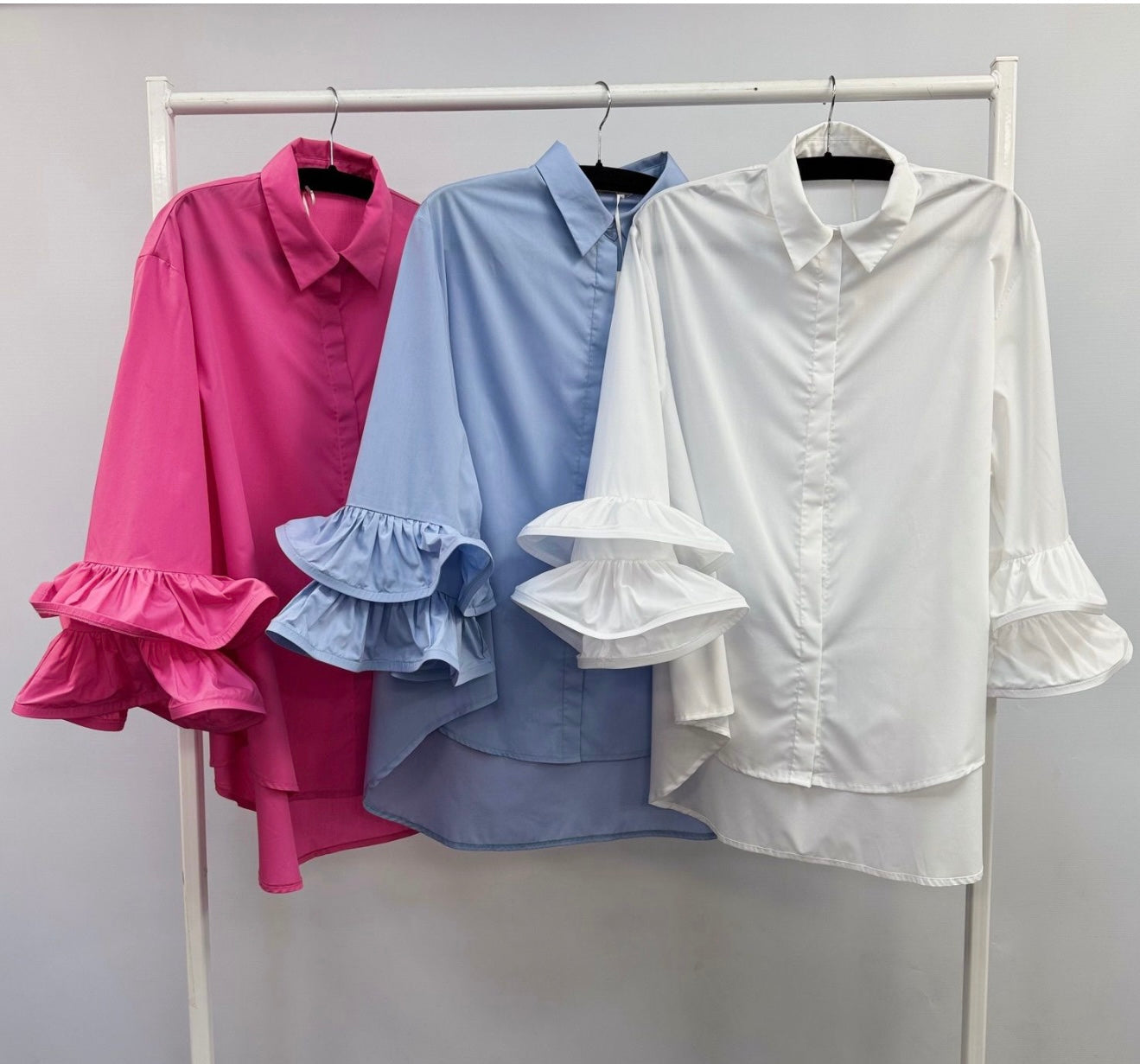 Double frill sleeve shirt