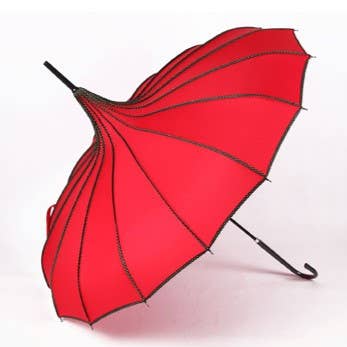 PEACH ACCESSORIES - Elegant Pagoda Umbrella with Black Trim TW014