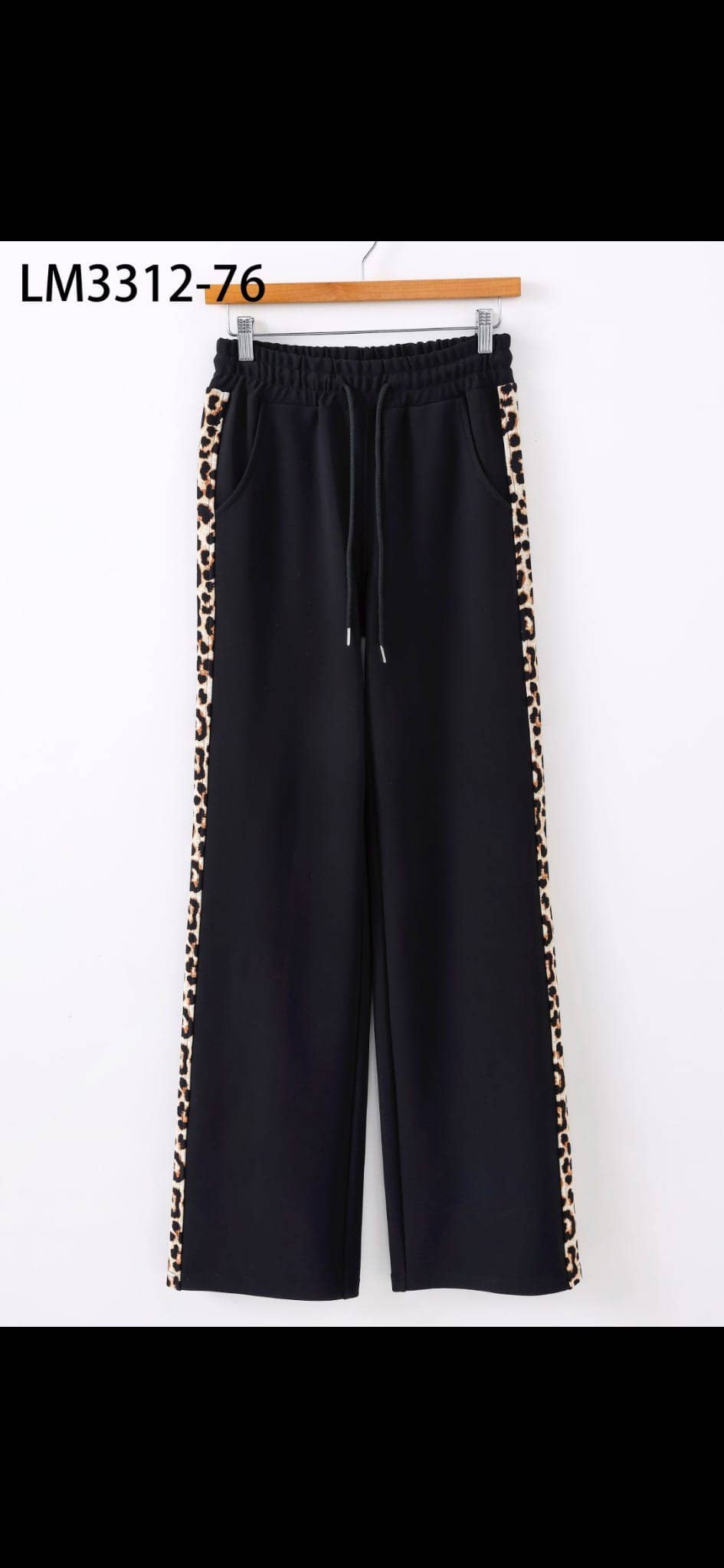 Kurt Muller - Wide Leg Leopard Trim Trousers
