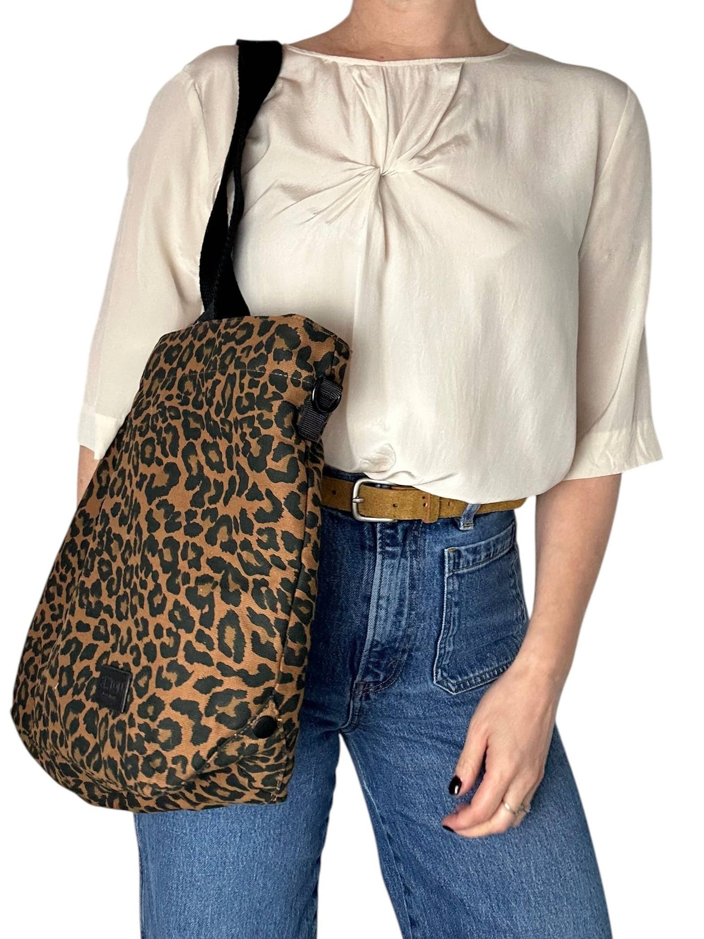 Sixton London - Brown Leopard print tote bag - small