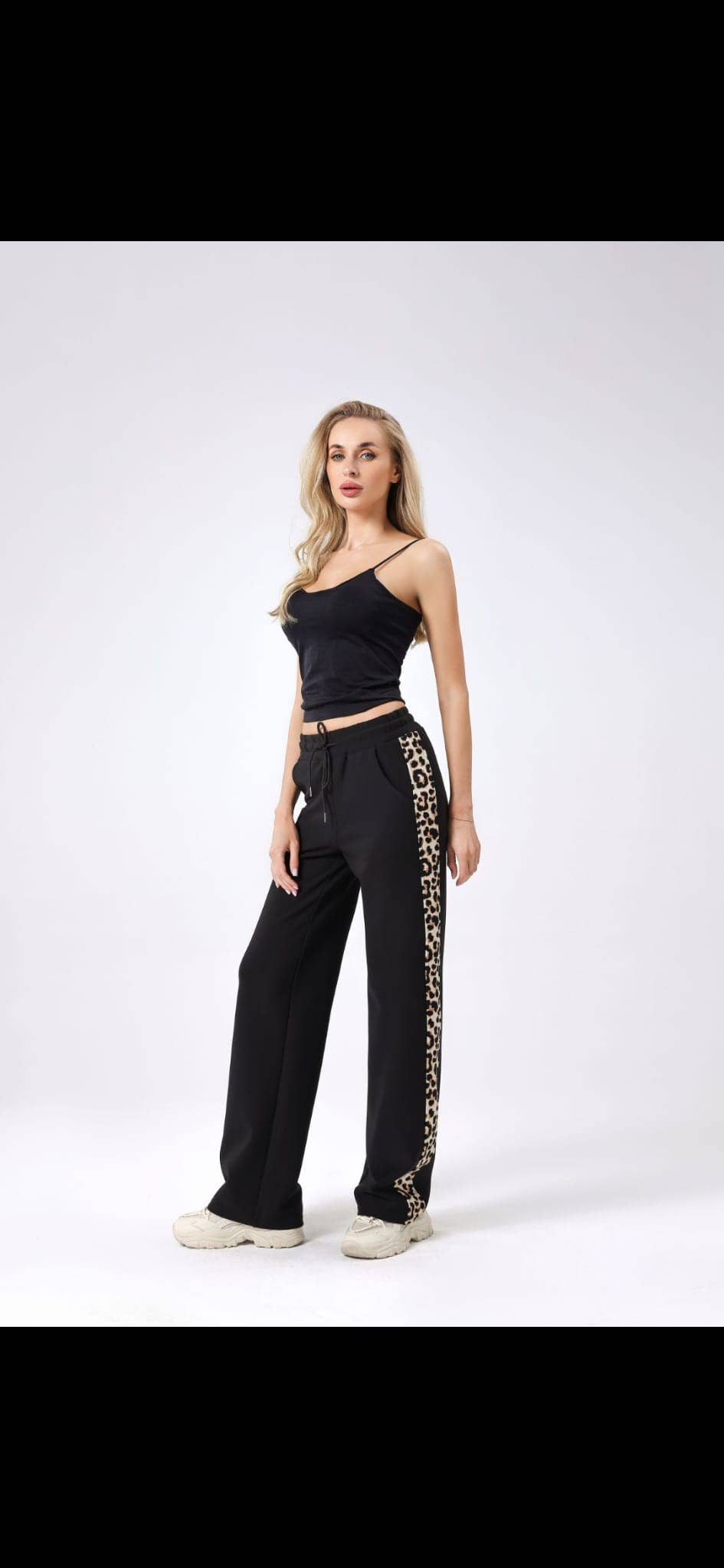 Kurt Muller - Wide Leg Leopard Trim Trousers