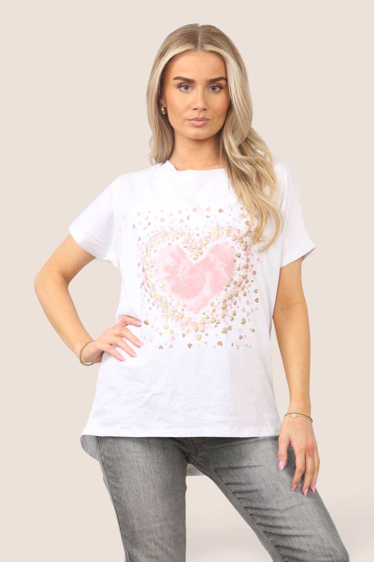 Kurt Muller - Tye Dye Heart Cotton T-Shirt Top
