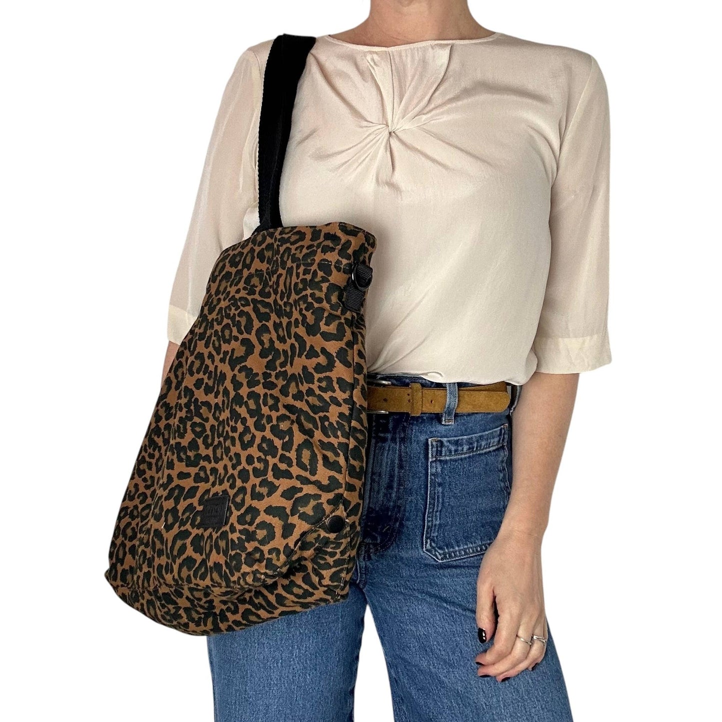 Sixton London - Brown Leopard print tote bag - small