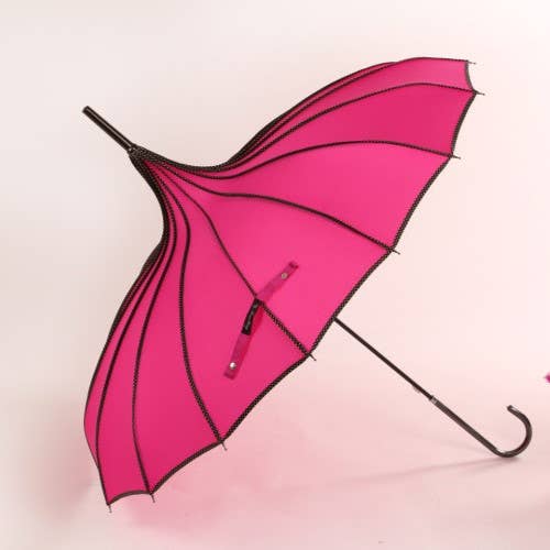 PEACH ACCESSORIES - Elegant Pagoda Umbrella with Black Trim TW014