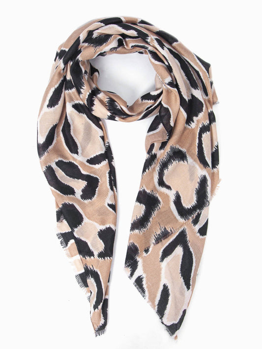 Sarta Accessories - Laura Lightweight Scarf - Neutral, Large Leopard