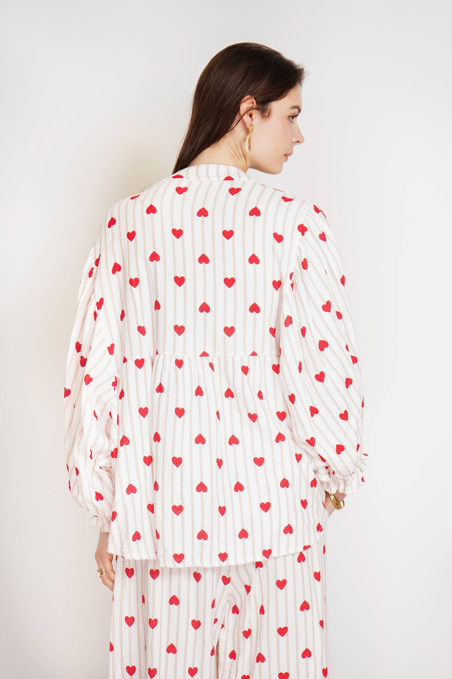 NOELINE - Printed cotton gauze blouse 2431-07