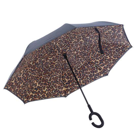 PEACH ACCESSORIES - F716-2 upside down umbrella in Leopard print