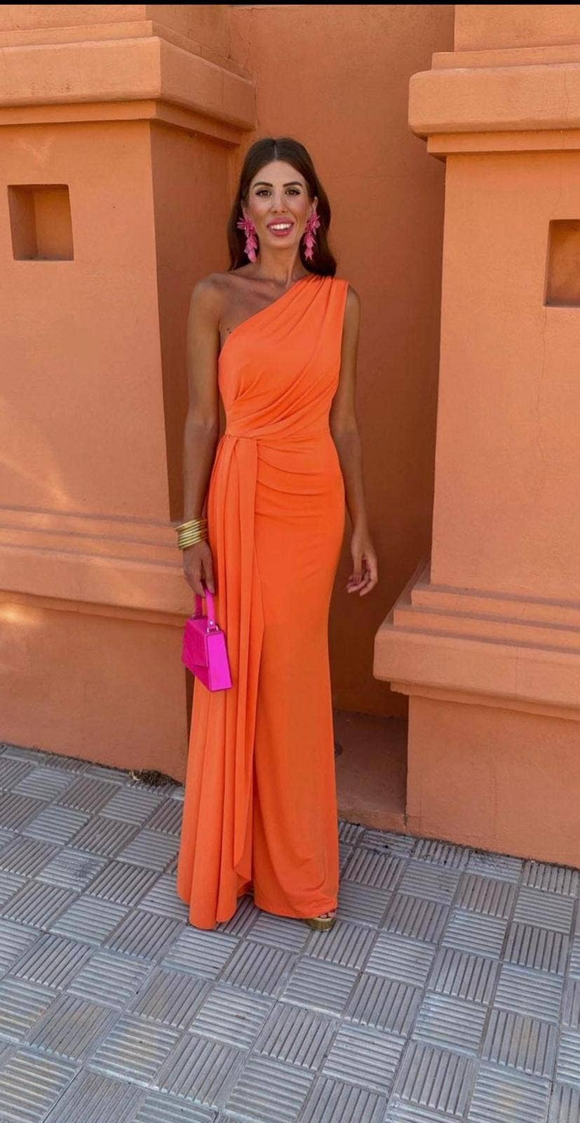 LORIANE - 6223 - Long plain, sleeveless dress