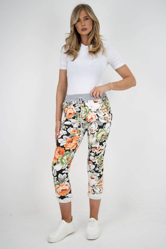 Miss Bold - Italian Floral Printed Cotton Ladies Trouser