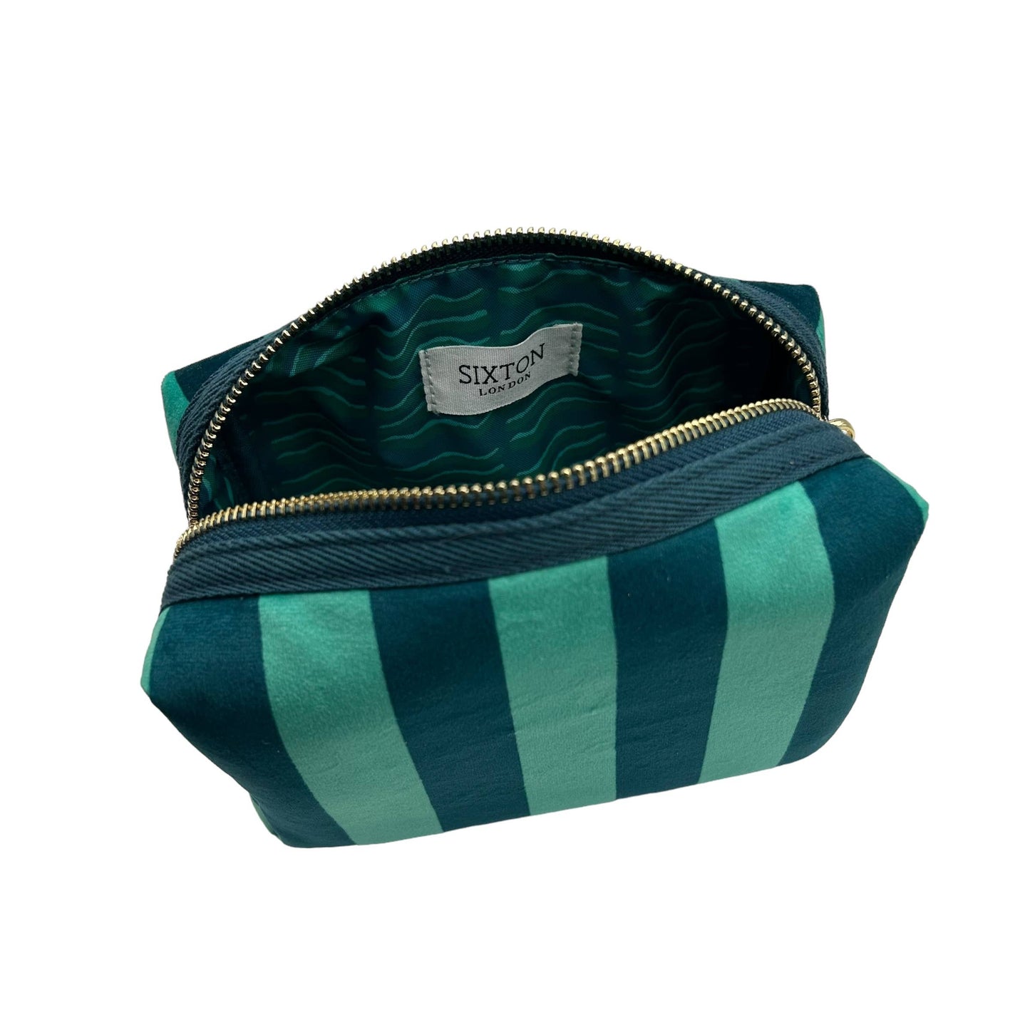 Sixton London -  Teal stripe make-up bag & Royal Blue Insect pin