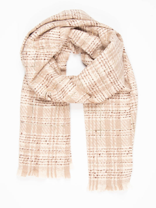 Sarta Accessories - Mattie Lightweight Scarf - Cream, Plaid Check