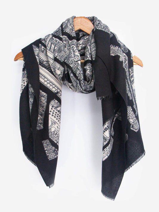 Sarta Accessories - Shelby Lightweight Scarf - Black, Architecture