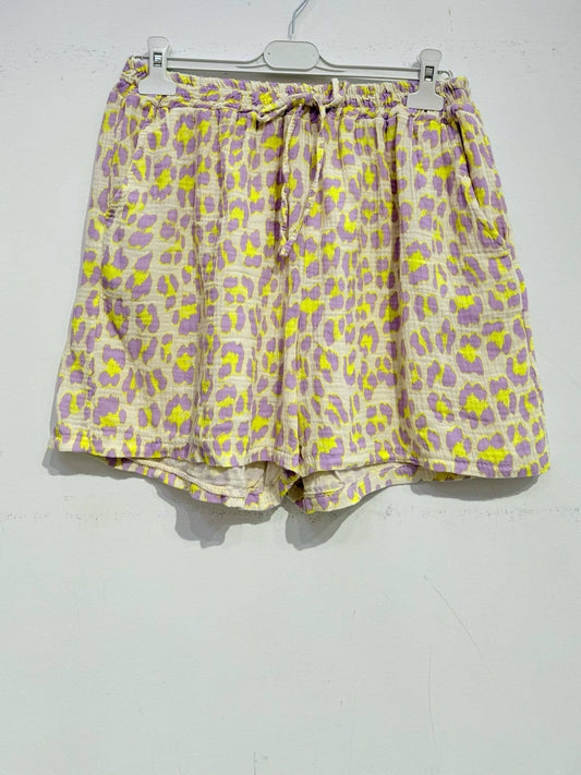 NOELINE - Printed shorts in cotton gauze 2538-BIG LEOPARD