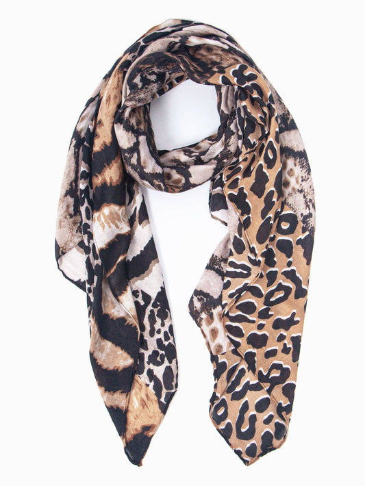 Sarta Accessories - Harriet Lightweight Scarf - Neutral, Animal