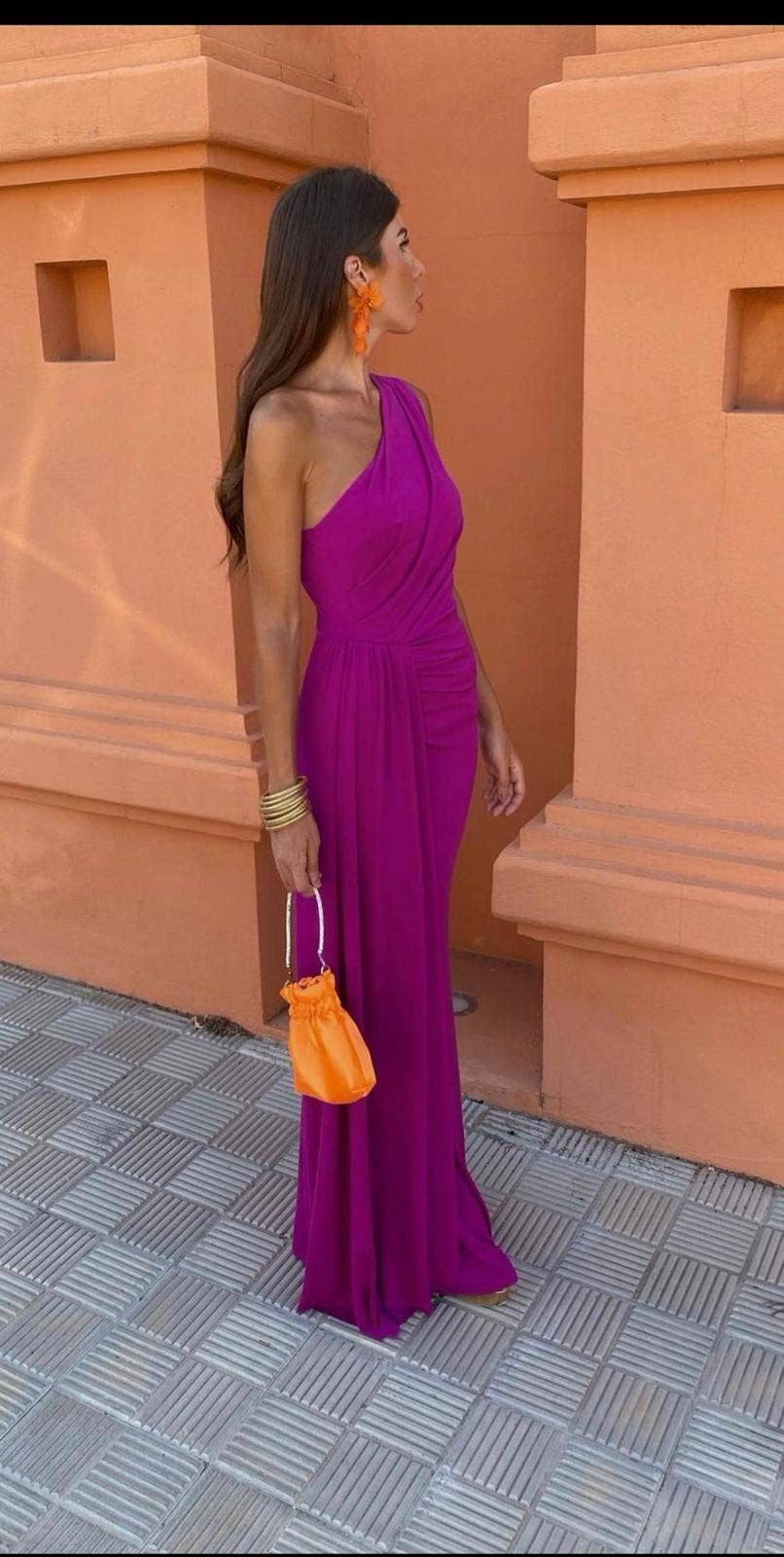 LORIANE - 6223 - Long plain, sleeveless dress