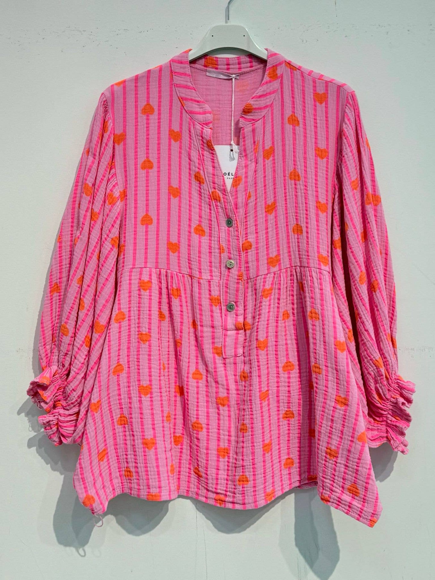 NOELINE - Printed cotton gauze blouse 2431-07