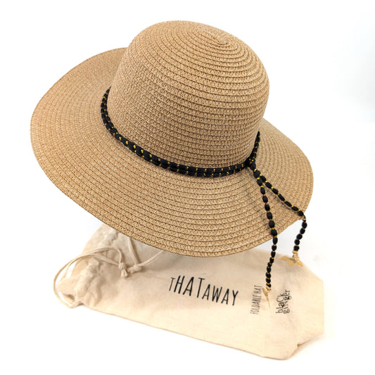 Black Ginger - Gold Leaf Cloche Foldable Hat - Dark Natural (57cm)