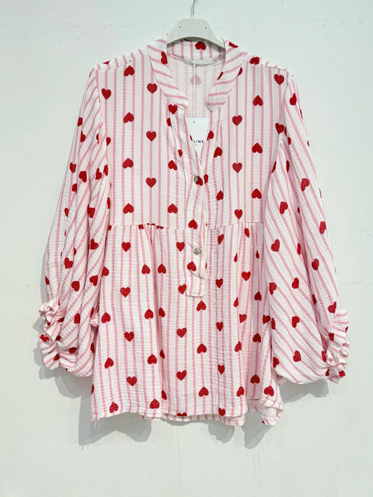 NOELINE - Printed cotton gauze blouse 2431-07