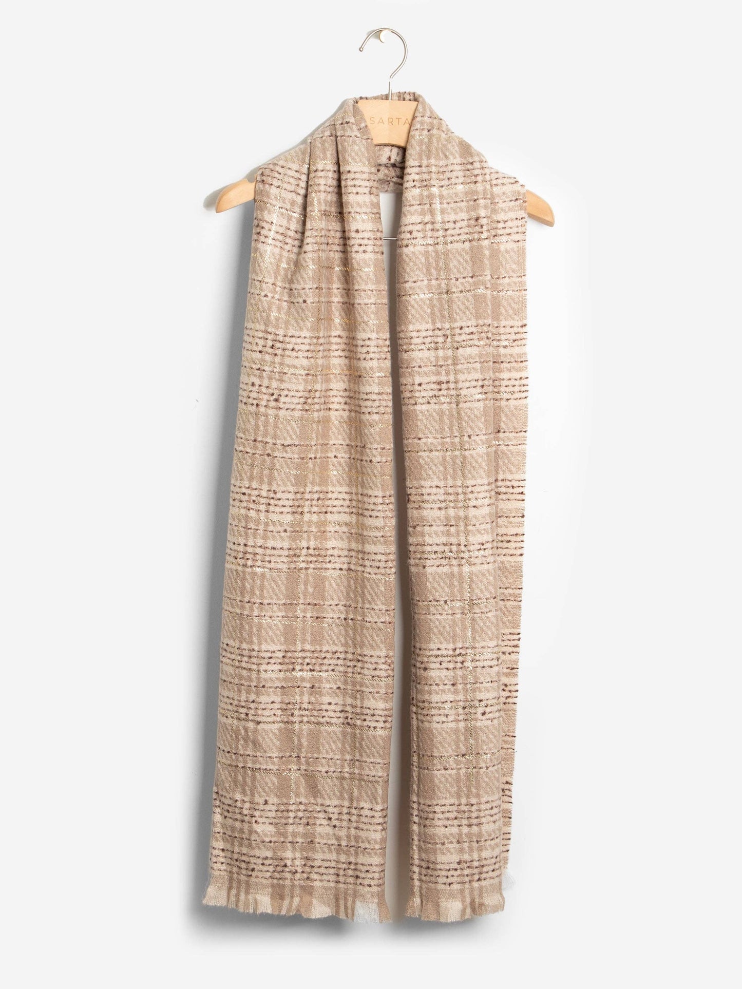 Sarta Accessories - Mattie Lightweight Scarf - Cream, Plaid Check