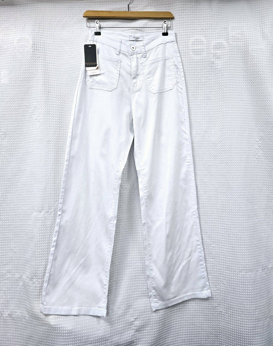 Kurt Muller - White 2 Front Pocket Wide Leg Stretch Jeans