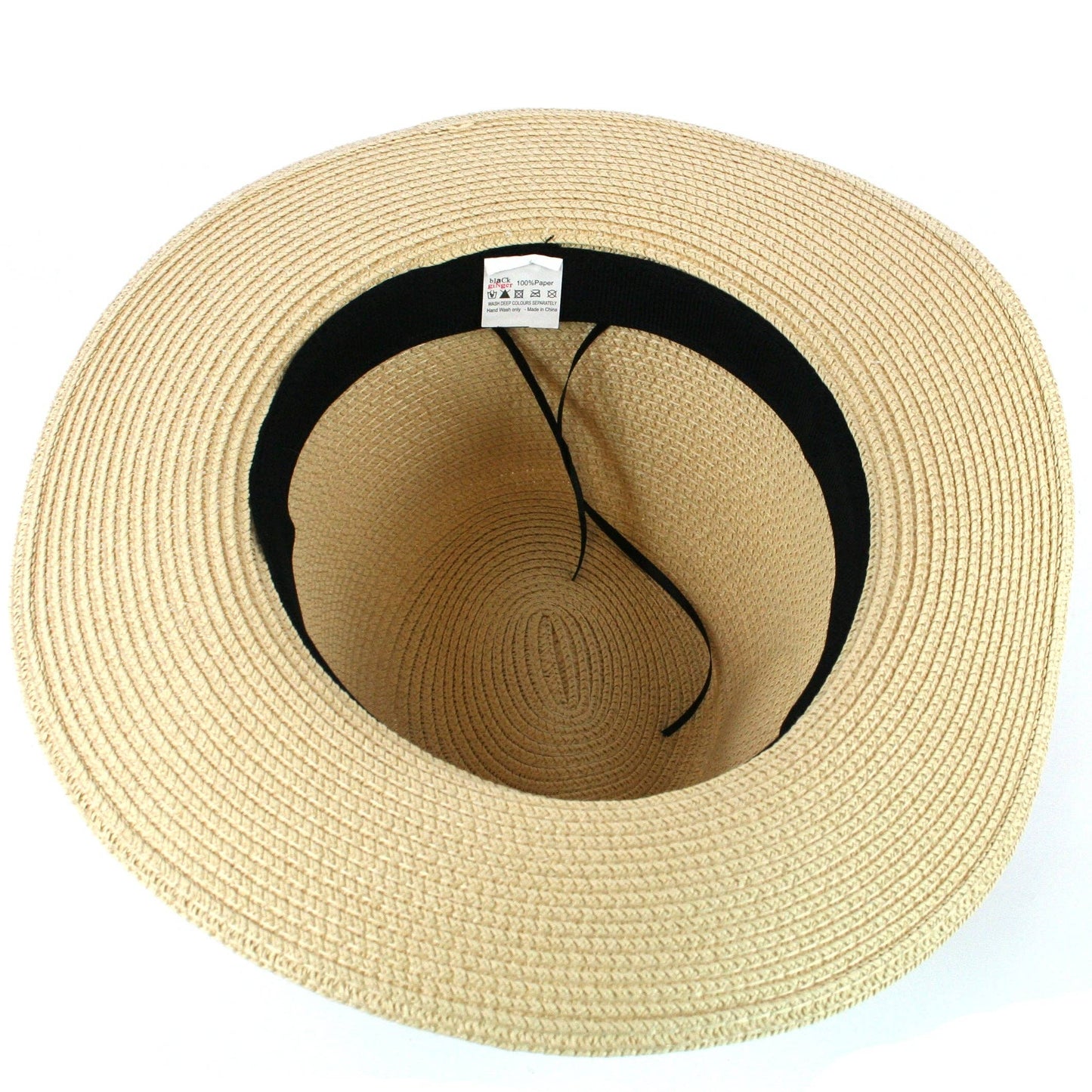 Black Ginger - Panama Style Foldable Sun Hat in Bag  - Medium (57cm)