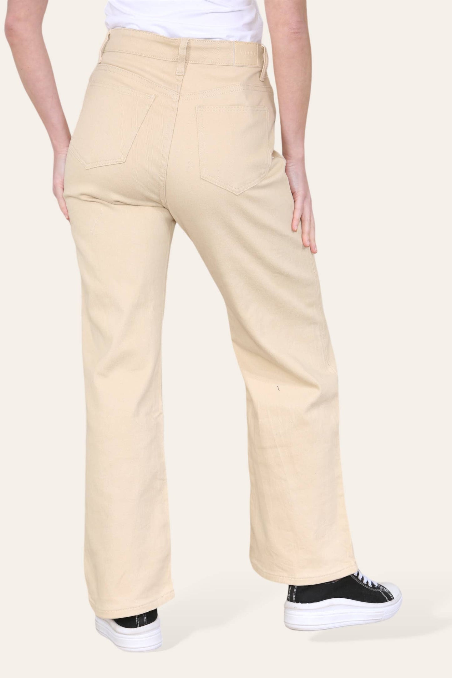 Kurt Muller - Beige Wide Leg Stretch Denim Voggo Jeans