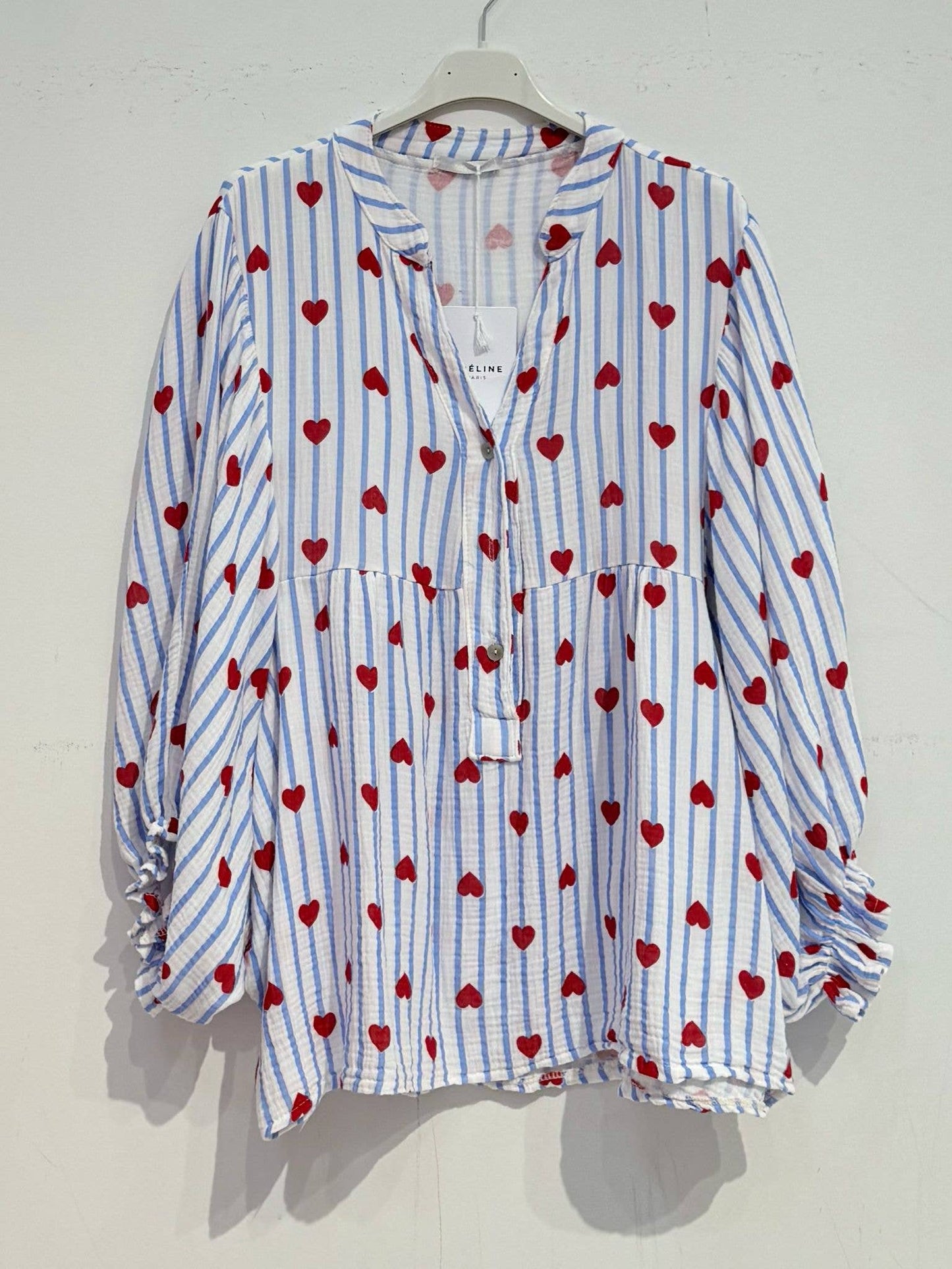 NOELINE - Printed cotton gauze blouse 2431-07