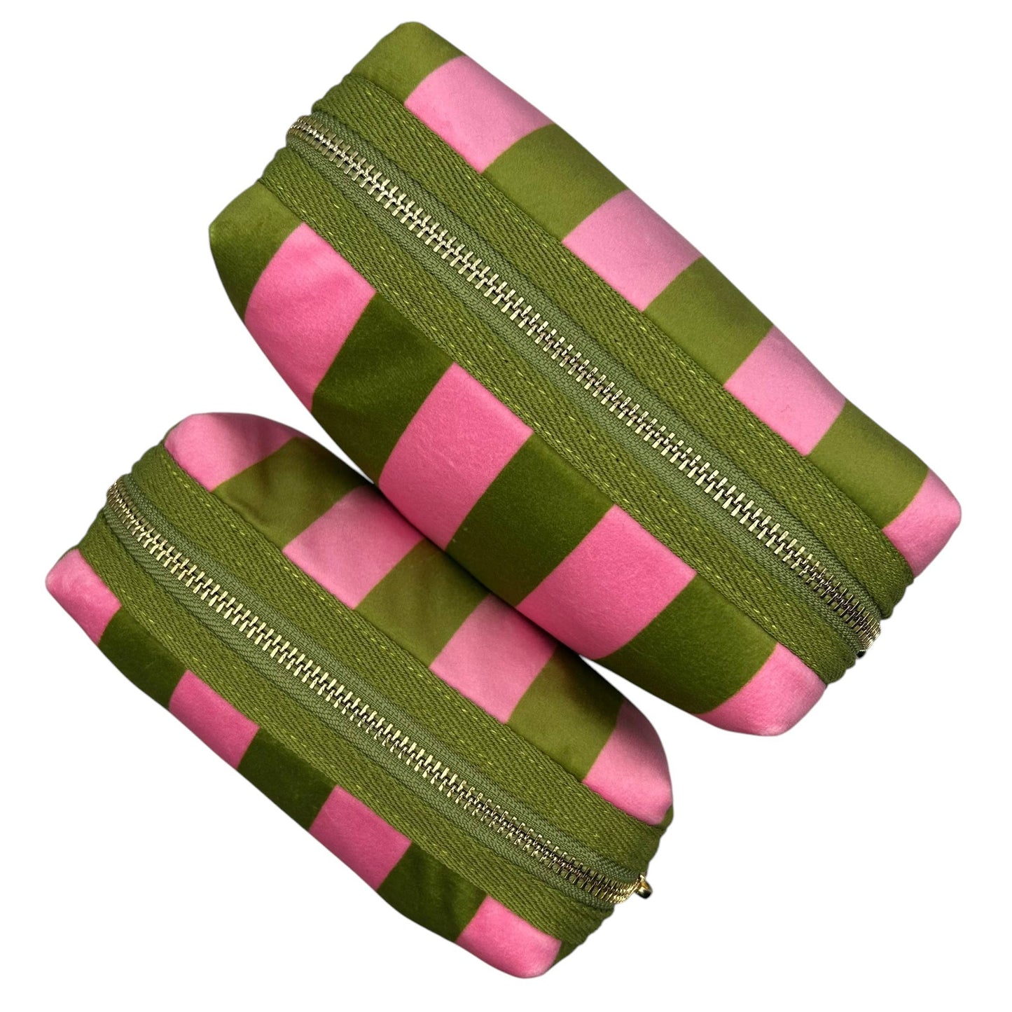 Sixton London -  Chartreuse stripe make-up bag & Palm Tree brooch