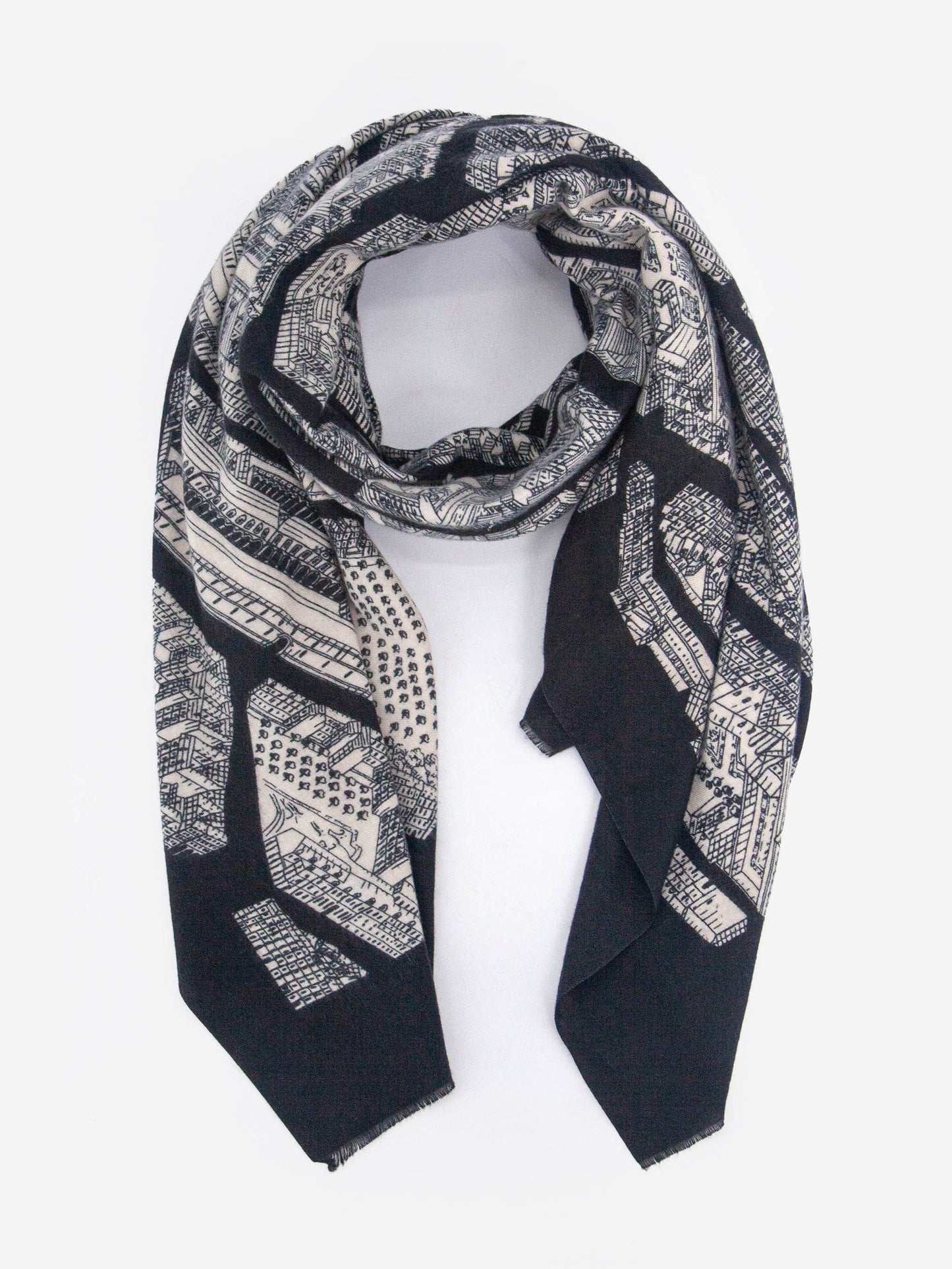 Sarta Accessories - Shelby Lightweight Scarf - Black, Architecture