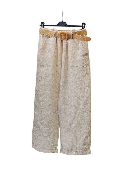 Superbia - Italian One Size Light Weight Linen Trousers +Belt