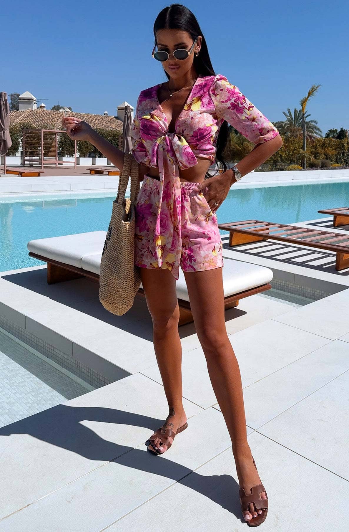 Catwalk Wholesale - Garcia Floral Two Piece Co-Ord Set-Pink