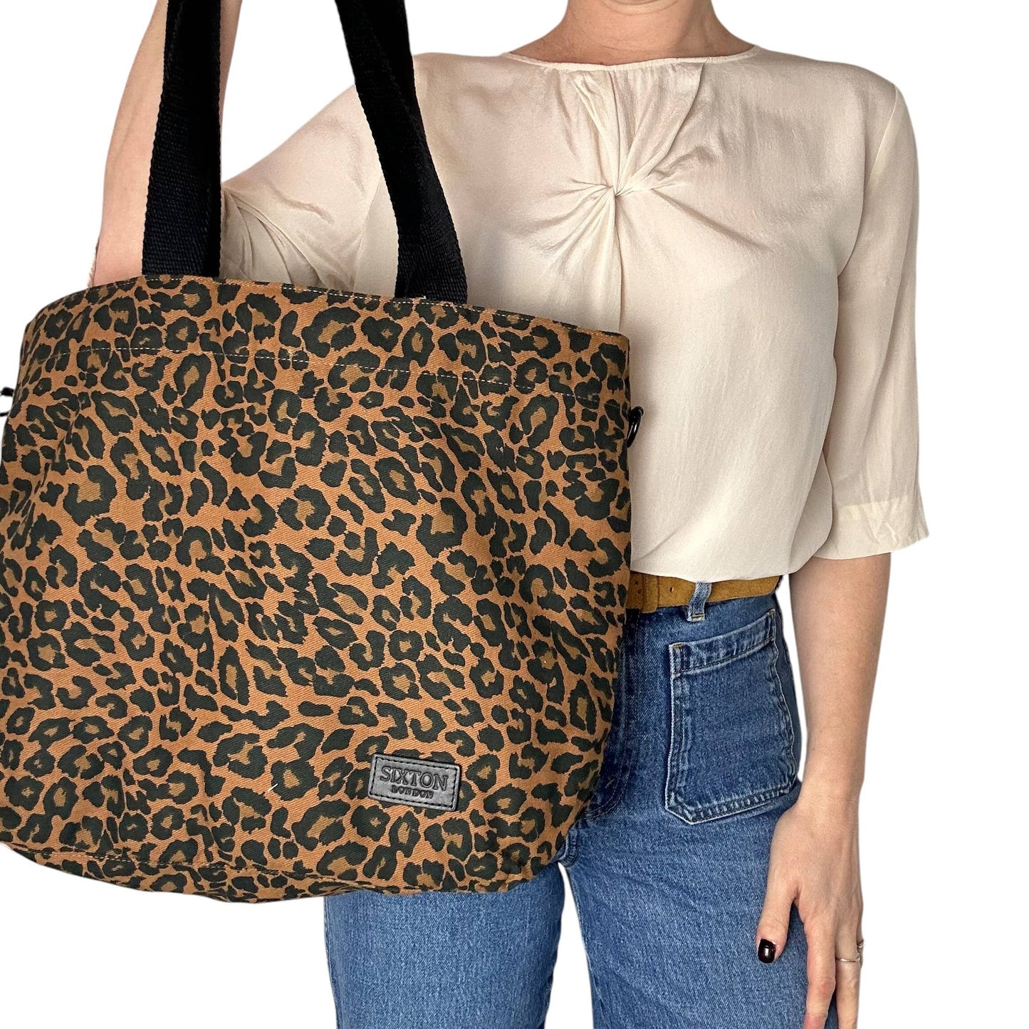 Sixton London - Brown Leopard print tote bag - small