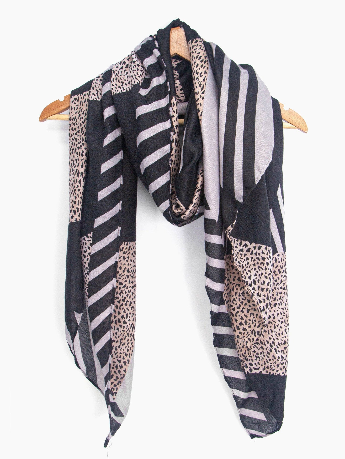 Sarta Accessories - Jodi Lightweight Scarf - Black, Animal Stripe
