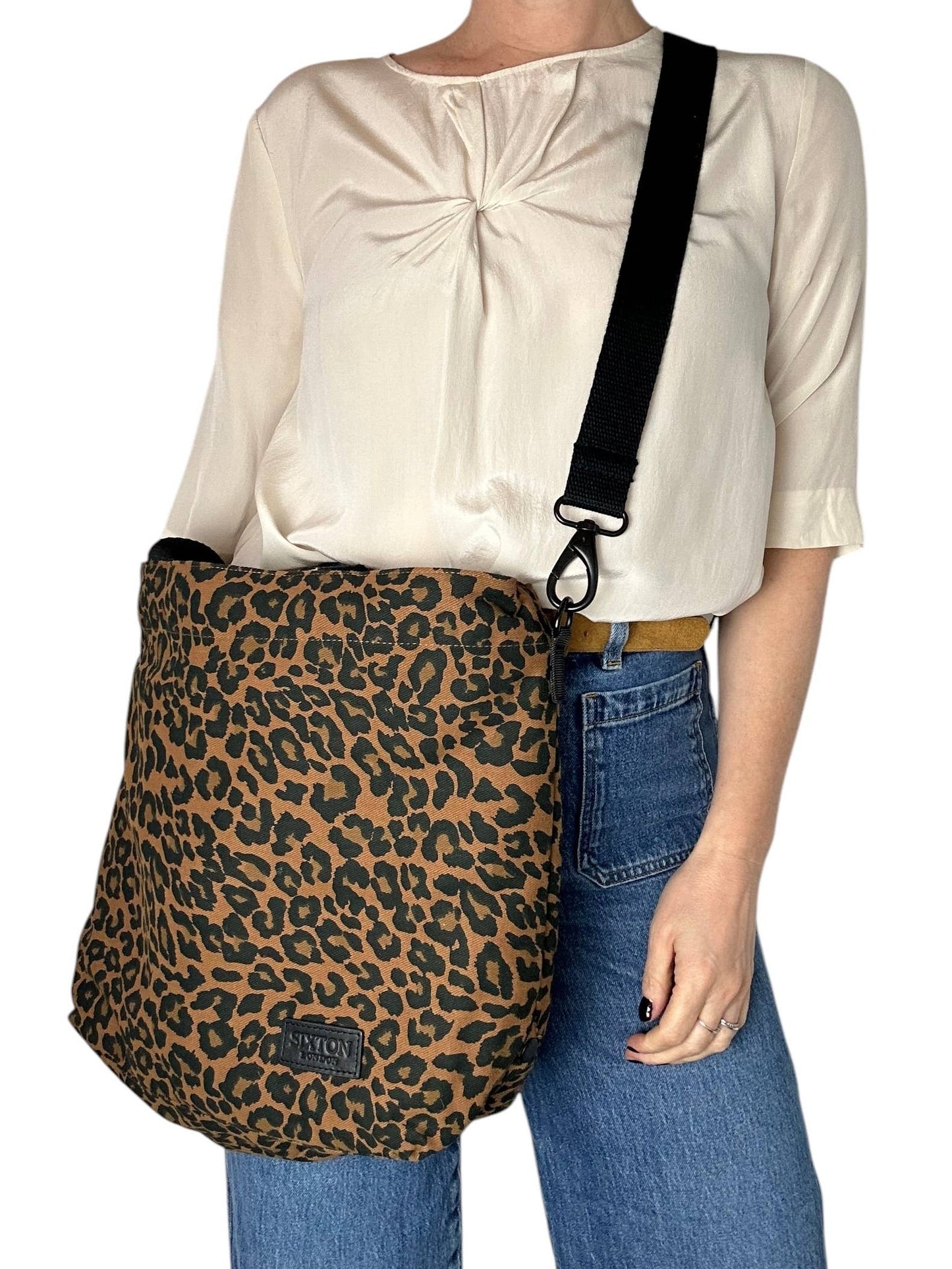 Sixton London - Brown Leopard print tote bag - small