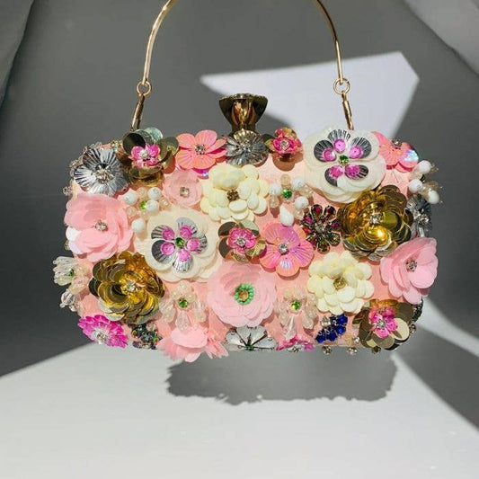 PEACH ACCESSORIES - K020 Floral Embellished Clutch Bag