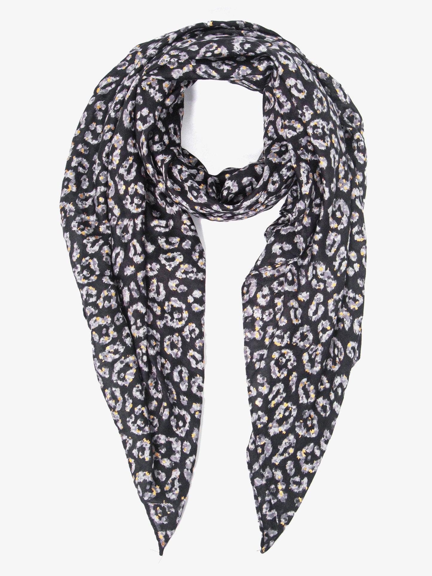 Sarta Accessories - Kim Lightweight Scarf - Black, Animal Foil