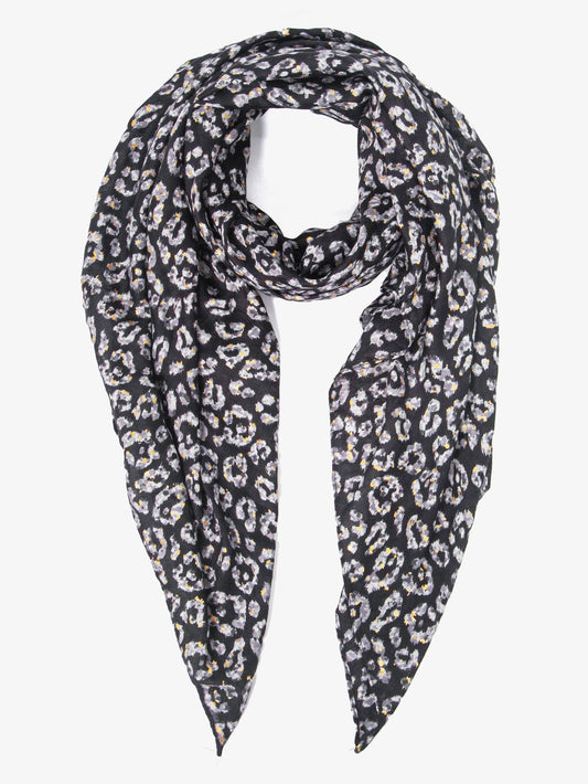 Sarta Accessories - Kim Lightweight Scarf - Black, Animal Foil